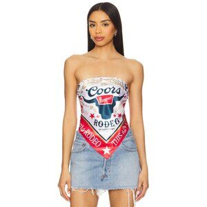 The Laundry Room Coors Rodeo Bandana Scarf Top in White, Red, Navy